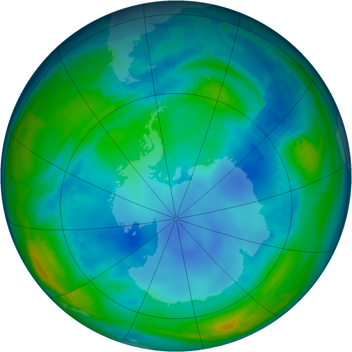 Antarctic ozone map for 24 July 1997